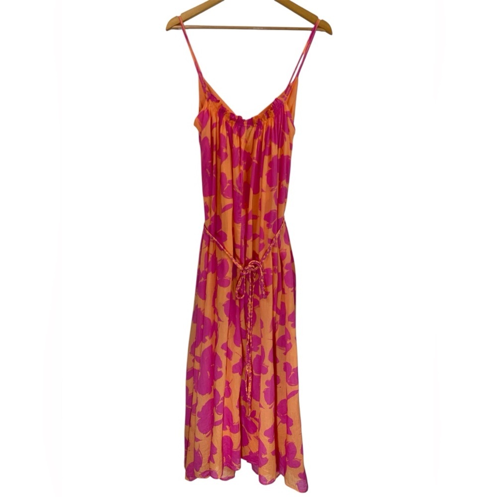 GAP Tie-Waist Cami Maxi Dress Pink Floral Print Size Small - Picture 4 of 12